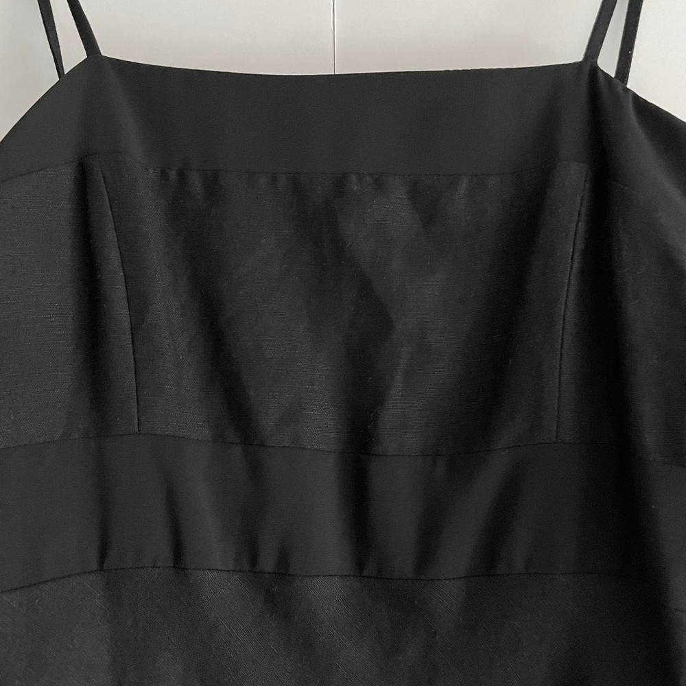 Deane & White Vintage Square Neck Cottagecore Black Linen Dress - Picture 4 of 9